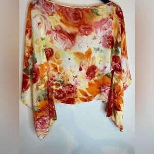 Floral Watercolor Cropped Top in Orange and Pink